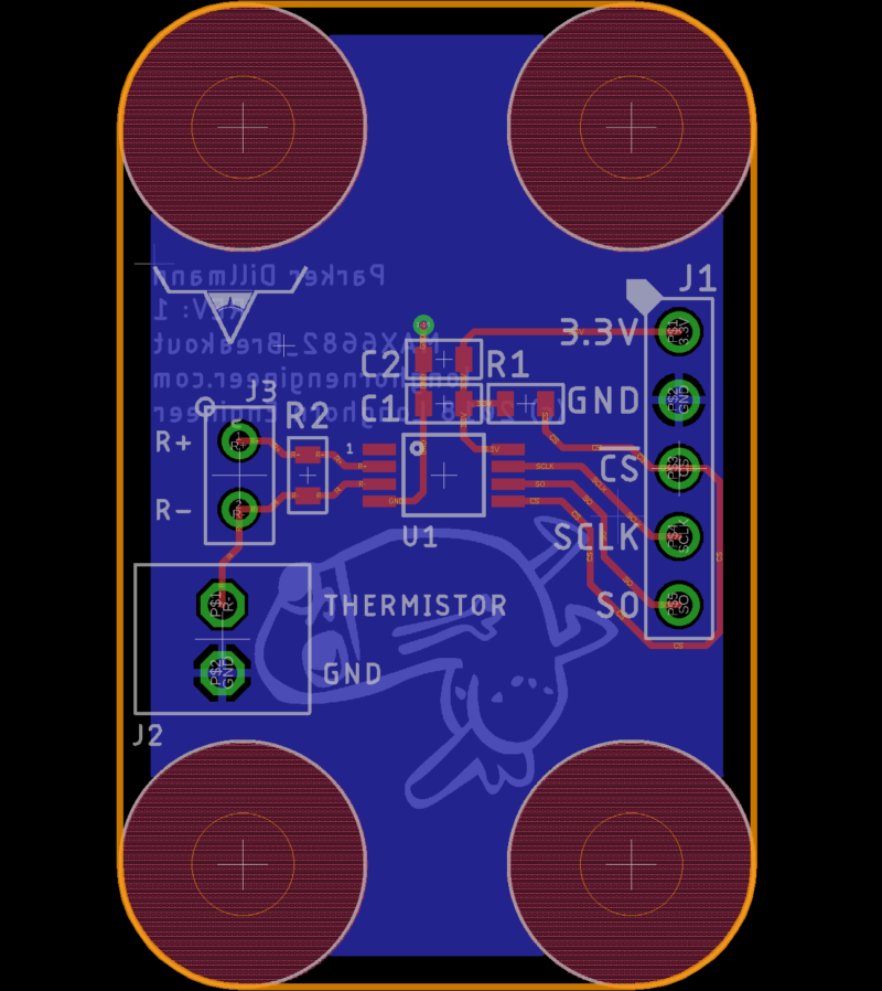 Layout for the MAX6682 Breakout Board.