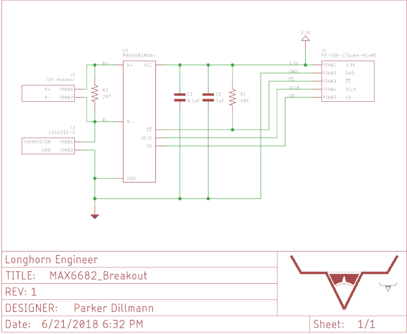 Schematic for the MAX6682 Breakout Board.